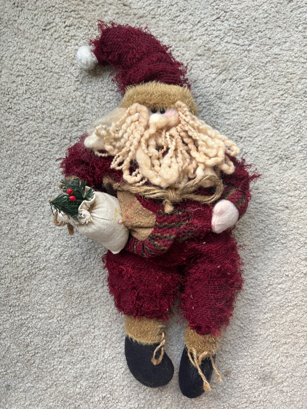 Vintage Festive Red Santa Plush Decoration 16 “